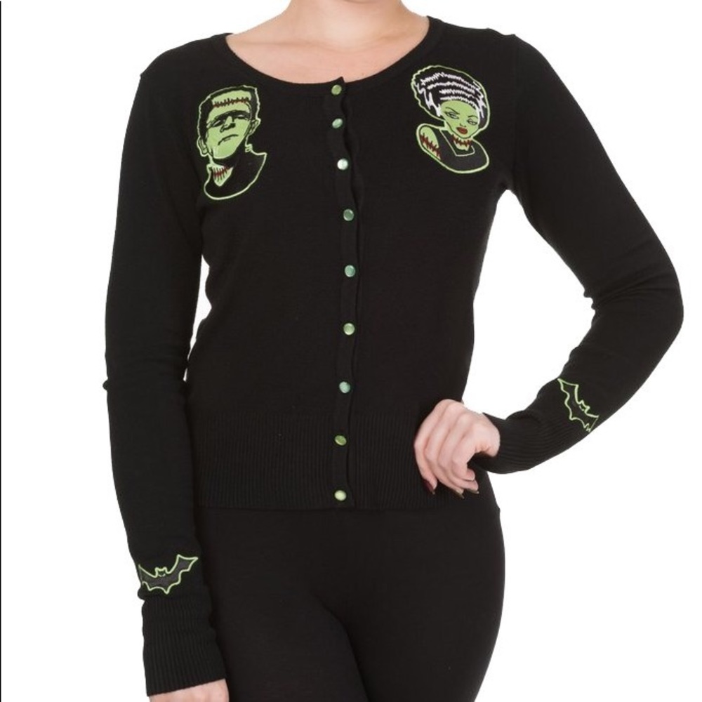 Banned apparel Frankenstein and bride cardigan
